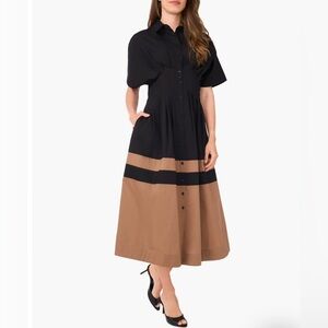 Halogen®
Colorblock Pleated Cotton Poplin Shirtdress